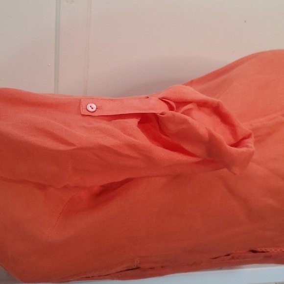 Tommy Bahama Top Blouse Button Down 3/4 Roll Tab Sleeves 100% Linen Sz S - Picture 3 of 10